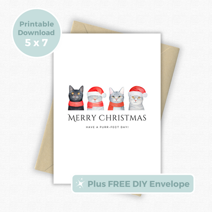 Printable Christmas Card - Cats