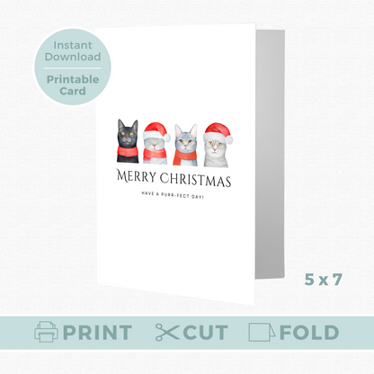 Printable Christmas Card - Cats