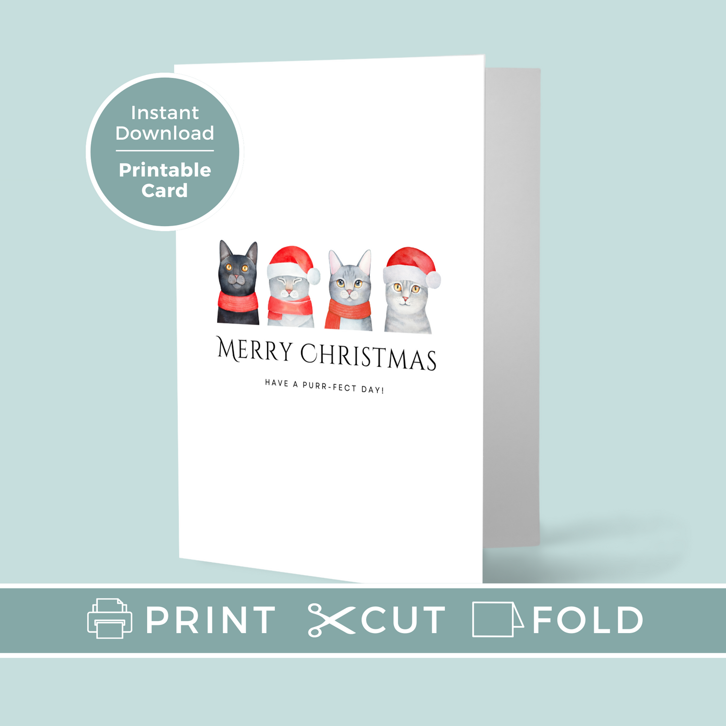 Printable Christmas Card - Cats