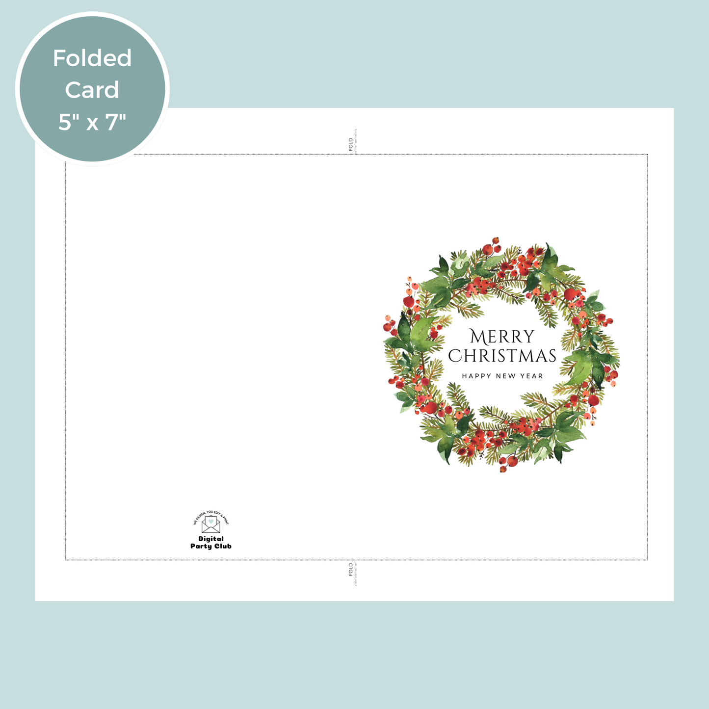 Printable Christmas Card - Wreath