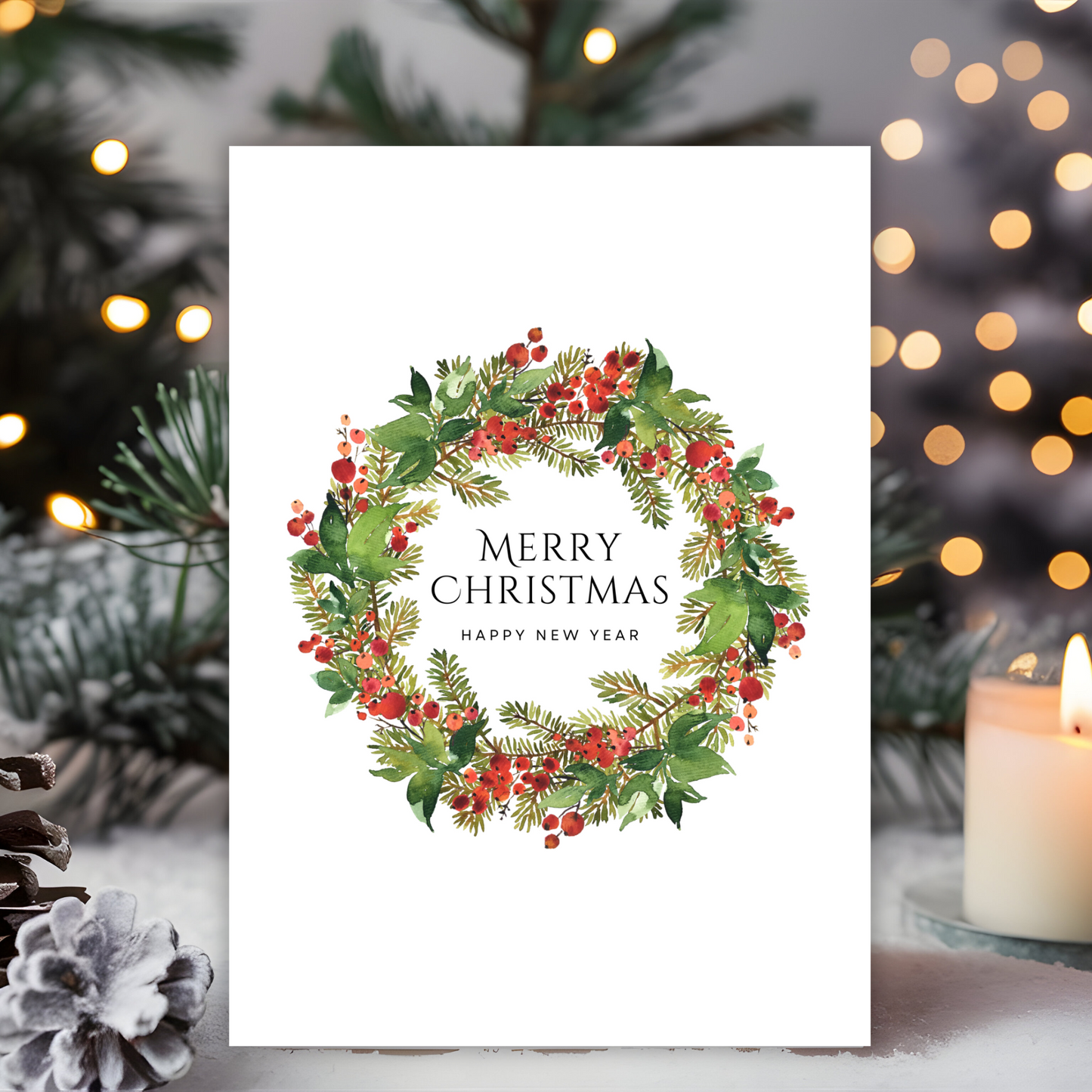 Printable Christmas Card - Wreath