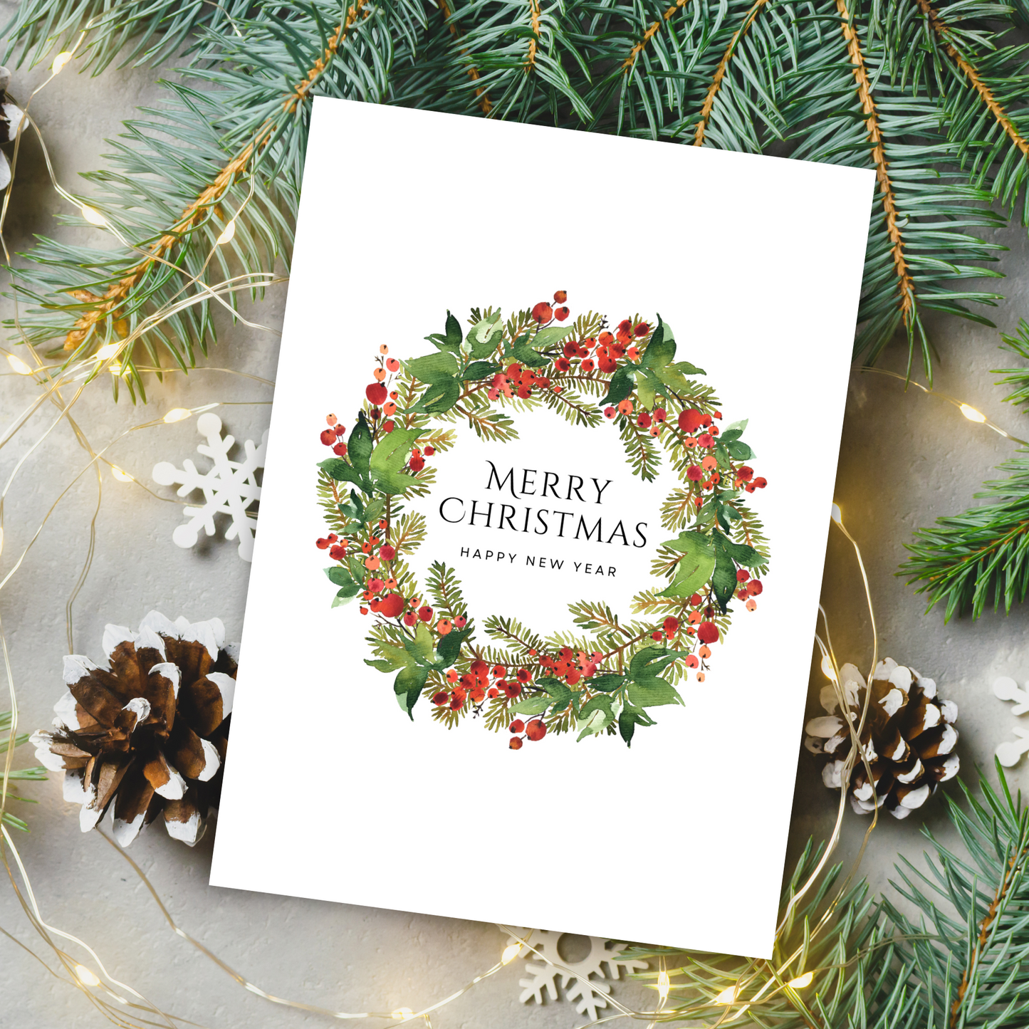 Printable Christmas Card - Wreath