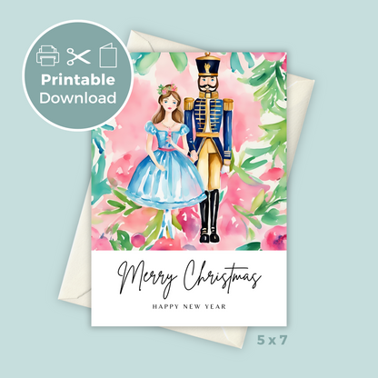 Printable Christmas Card - Ballerina & Soldier