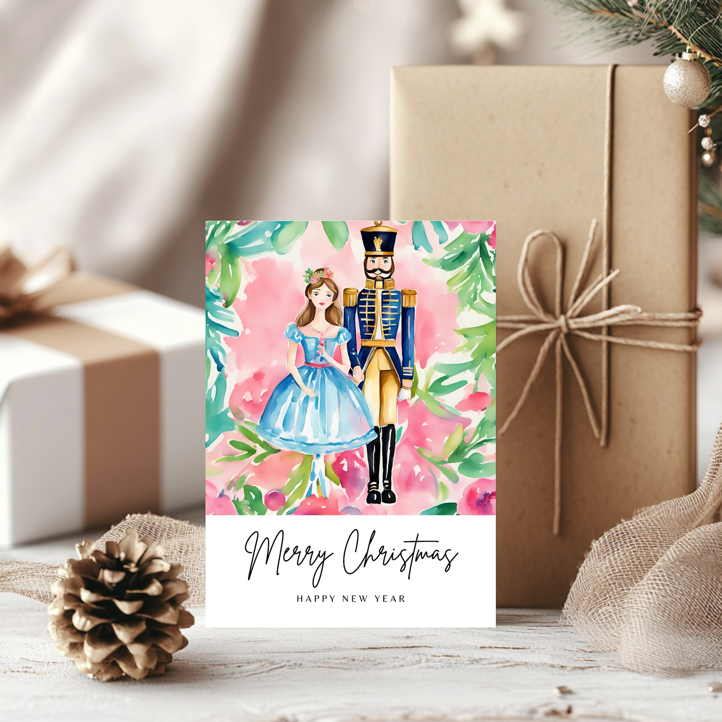 Printable Christmas Card - Ballerina & Soldier