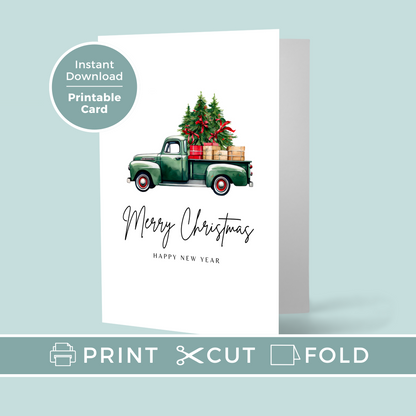 Printable Christmas Card - Vintage Truck