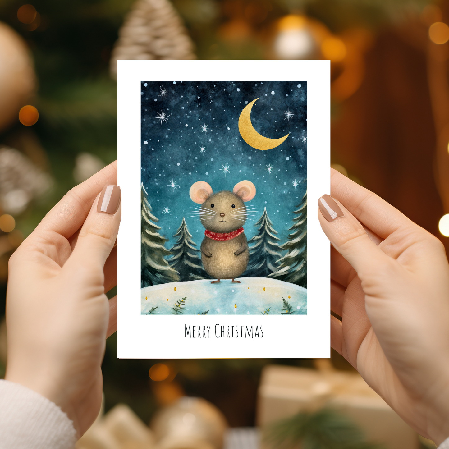 Printable Christmas Card - Cute Mouse