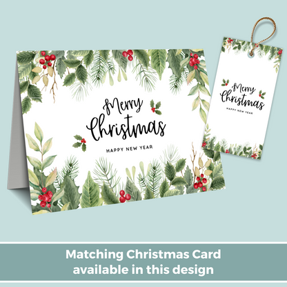 Printable Christmas Gift Tag - Festive Flowers