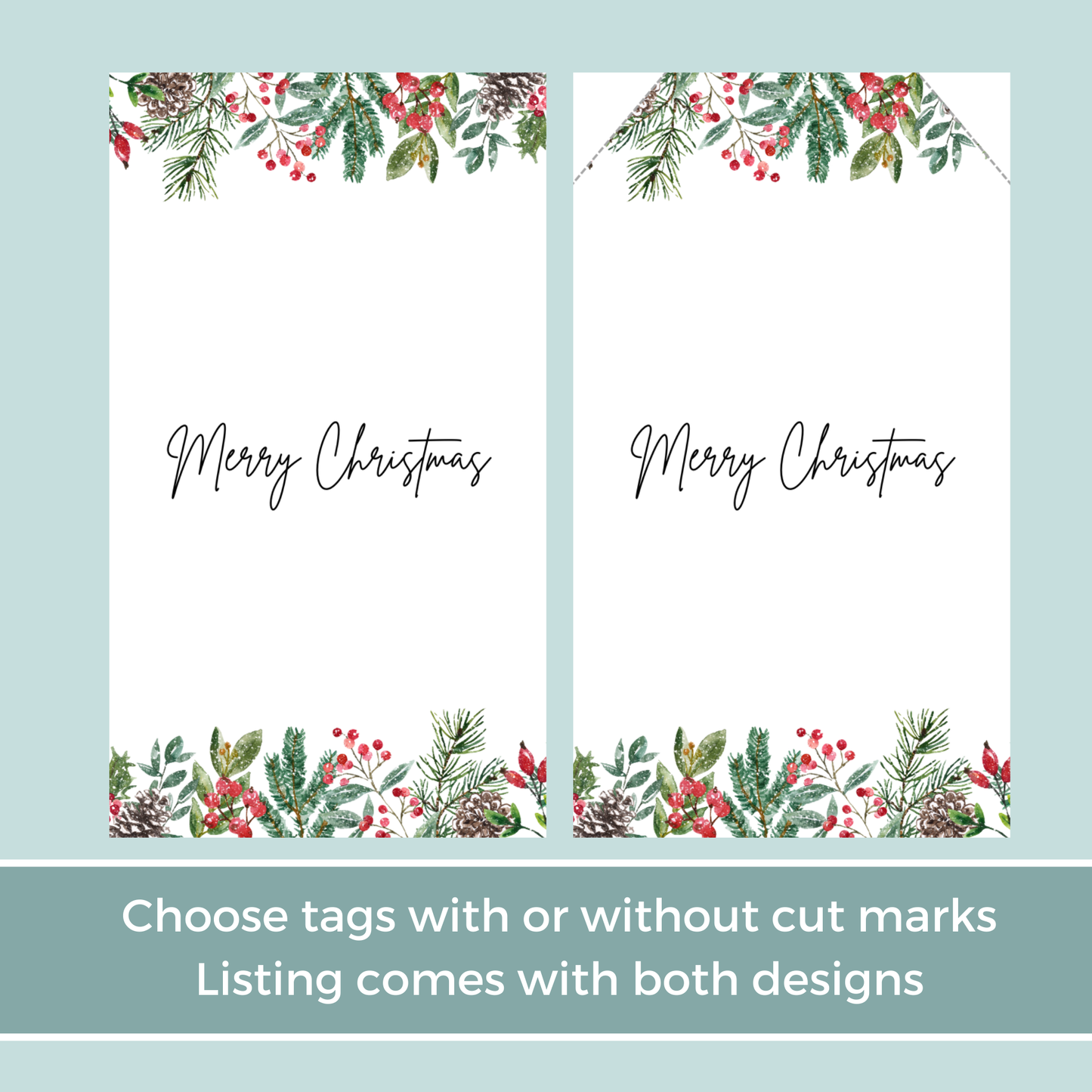 Printable Christmas Gift Tag - Festive Flowers