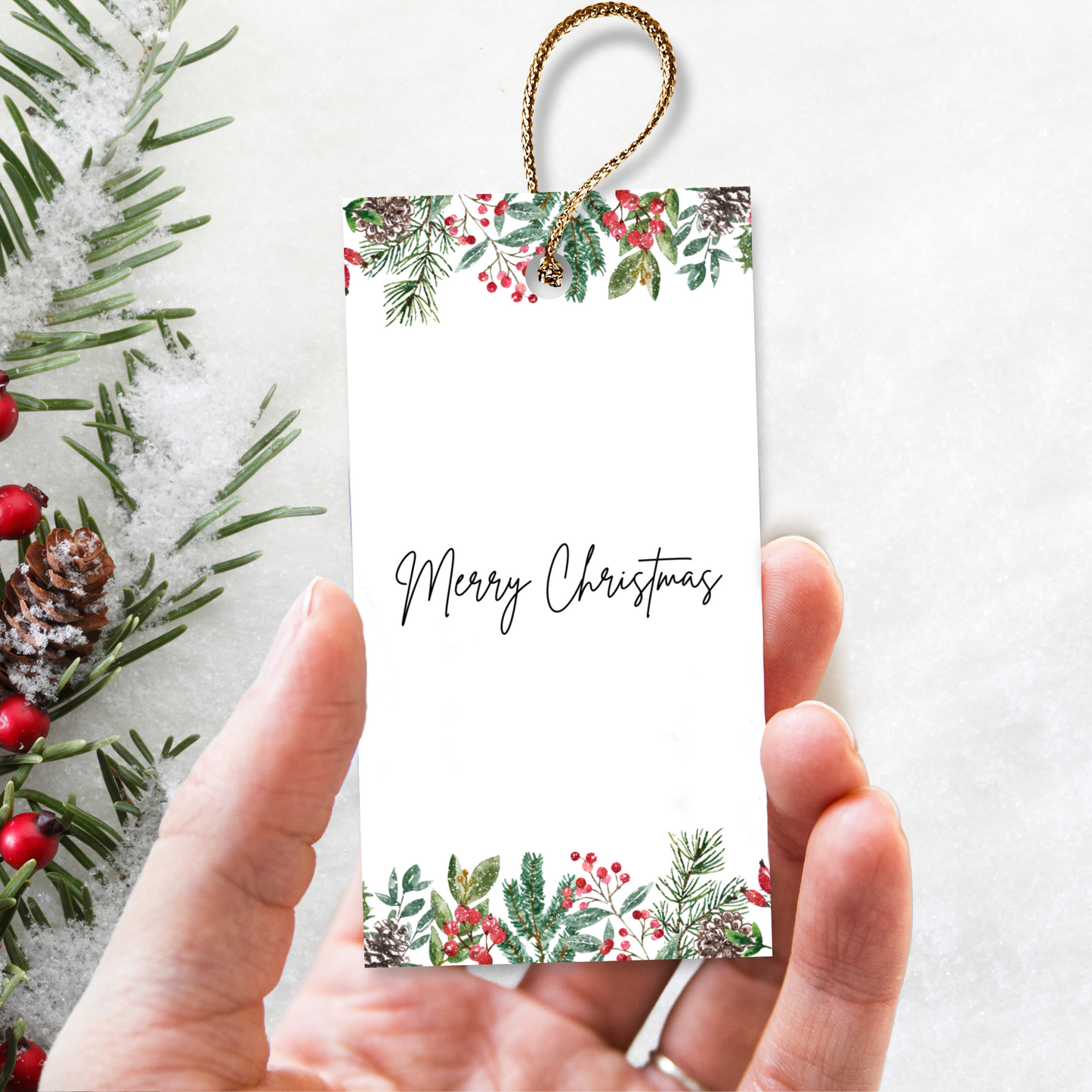 Printable Christmas Gift Tag - Festive Flowers