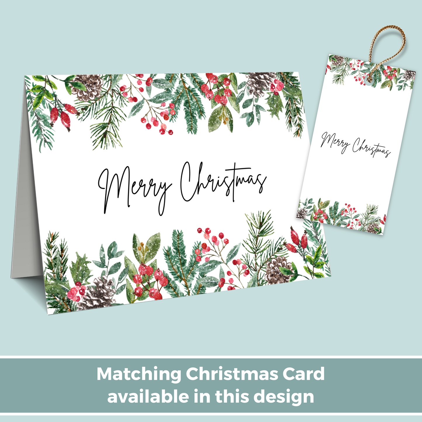 Printable Christmas Gift Tag - Festive Flowers