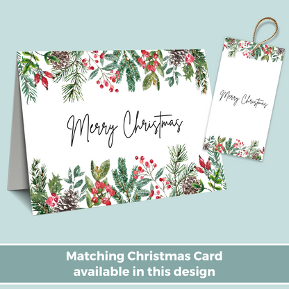 Printable Christmas Gift Tag - Festive Flowers