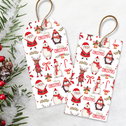 Printable Christmas Gift Tag - Santa & Snowman