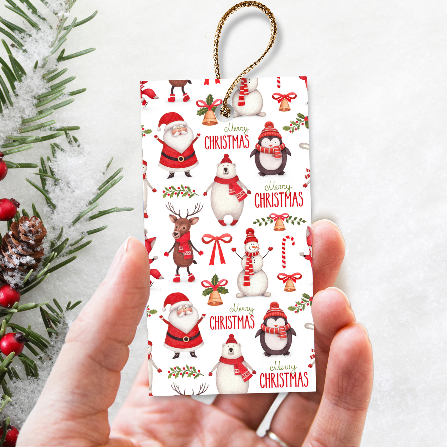 Printable Christmas Gift Tag - Santa & Snowman