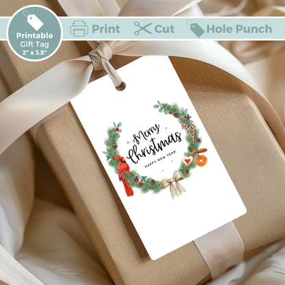 Printable Christmas Gift Tag - Wreath