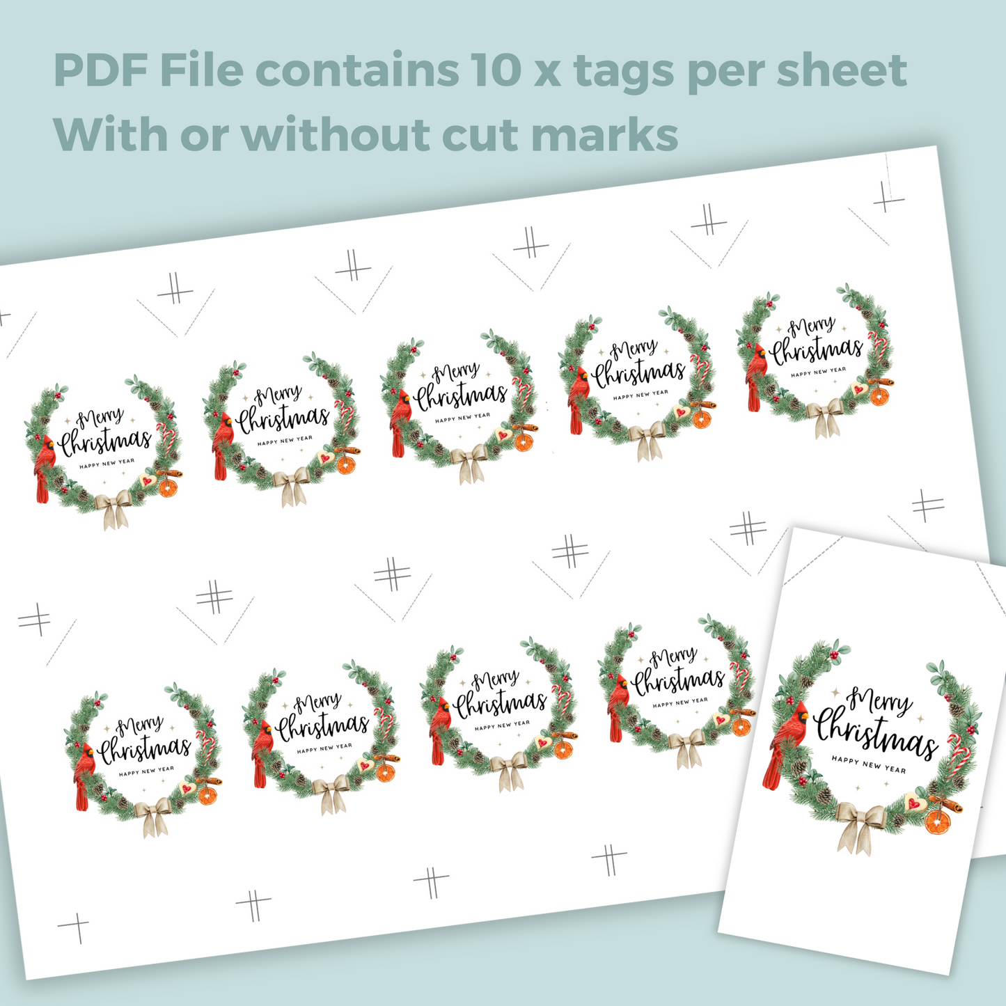 Printable Christmas Gift Tag - Wreath