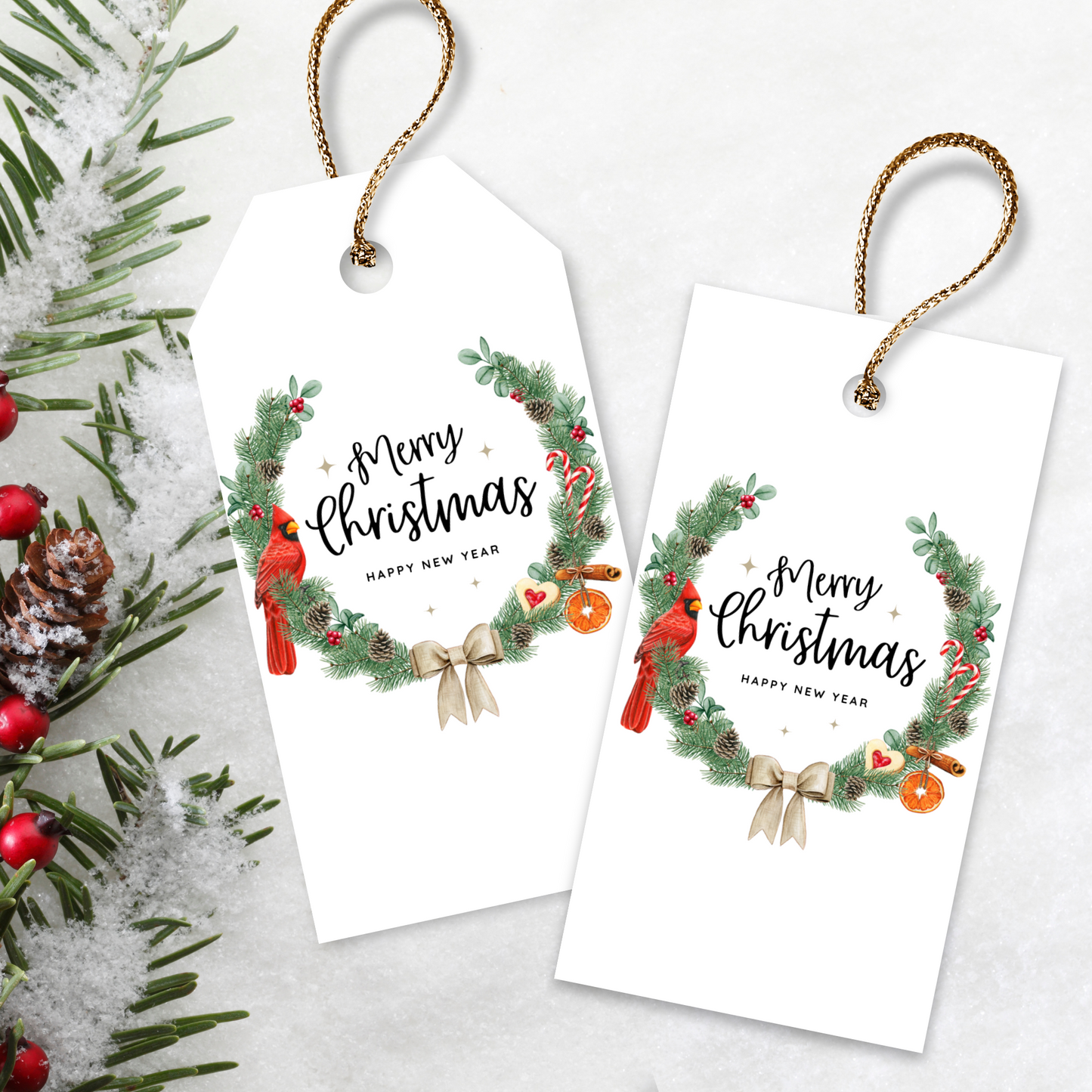 Printable Christmas Gift Tag - Wreath