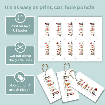 Printable Christmas Gift Tag - Cats