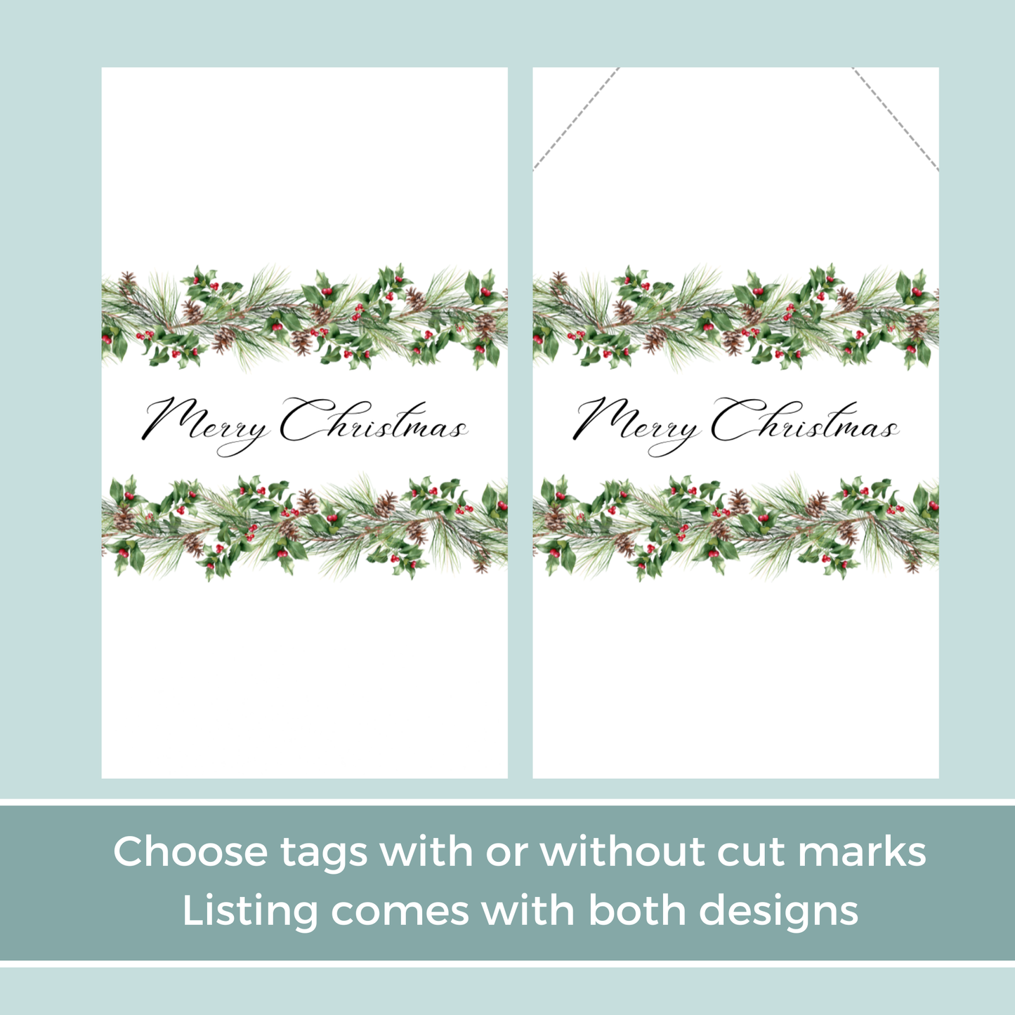 Printable Christmas Gift Tag - Festive Flowers