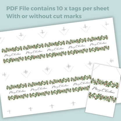 Printable Christmas Gift Tag - Festive Flowers