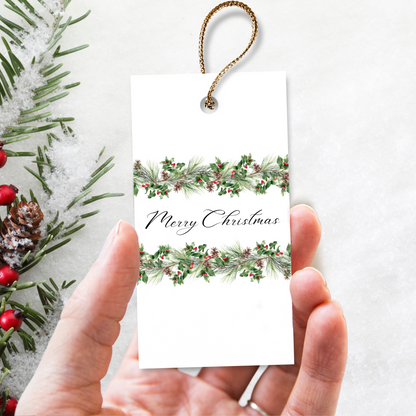 Printable Christmas Gift Tag - Festive Flowers