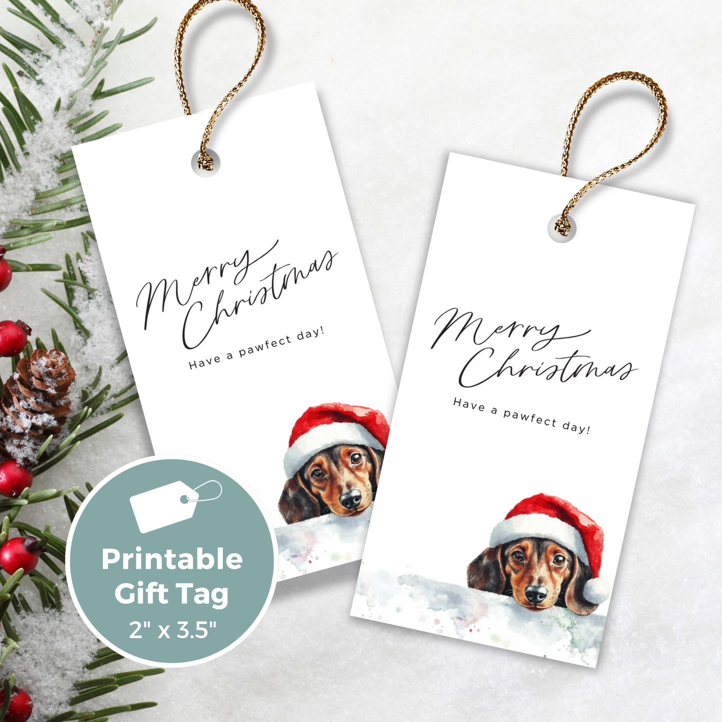 Printable Christmas Gift Tag - Cute Dog