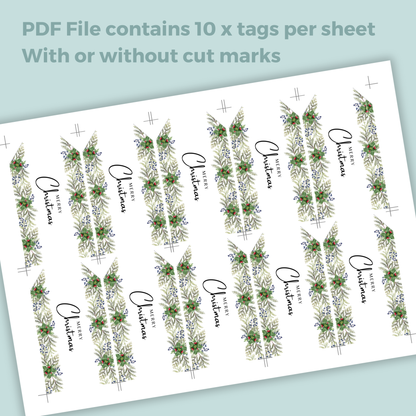 Printable Christmas Gift Tag - Festive Flowers