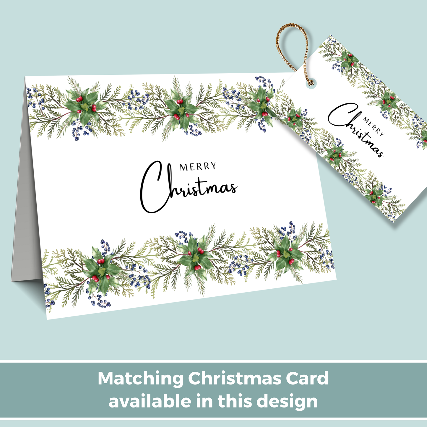 Printable Christmas Gift Tag - Festive Flowers