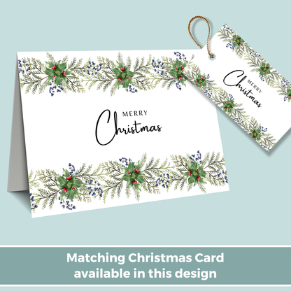 Printable Christmas Gift Tag - Festive Flowers