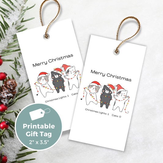 Printable Christmas Gift Tag - Three Cats Tangled