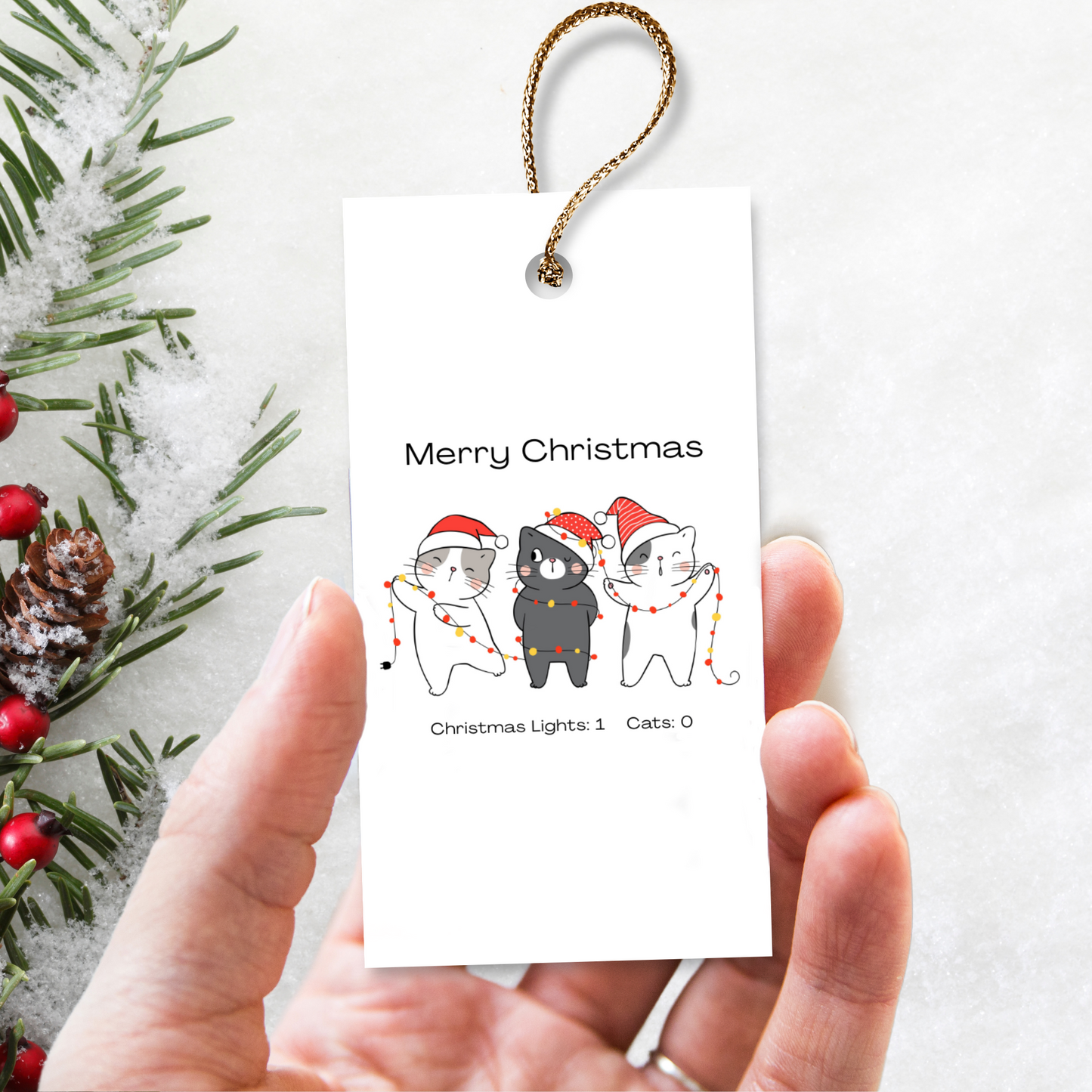 Printable Christmas Gift Tag - Three Cats Tangled