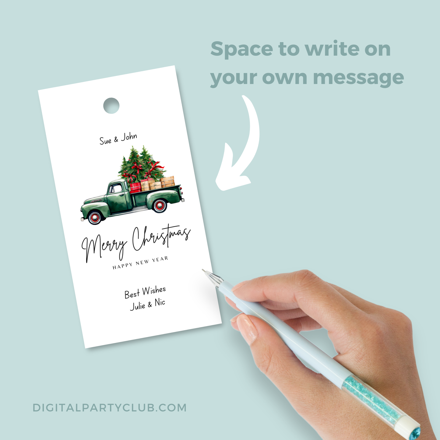 Printable Christmas Gift Tag - Vintage Truck