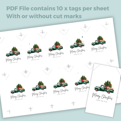 Printable Christmas Gift Tag - Vintage Truck