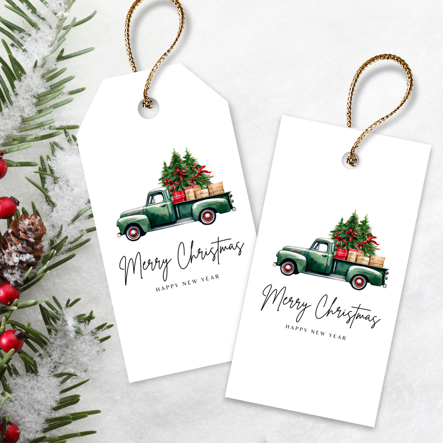 Printable Christmas Gift Tag - Vintage Truck