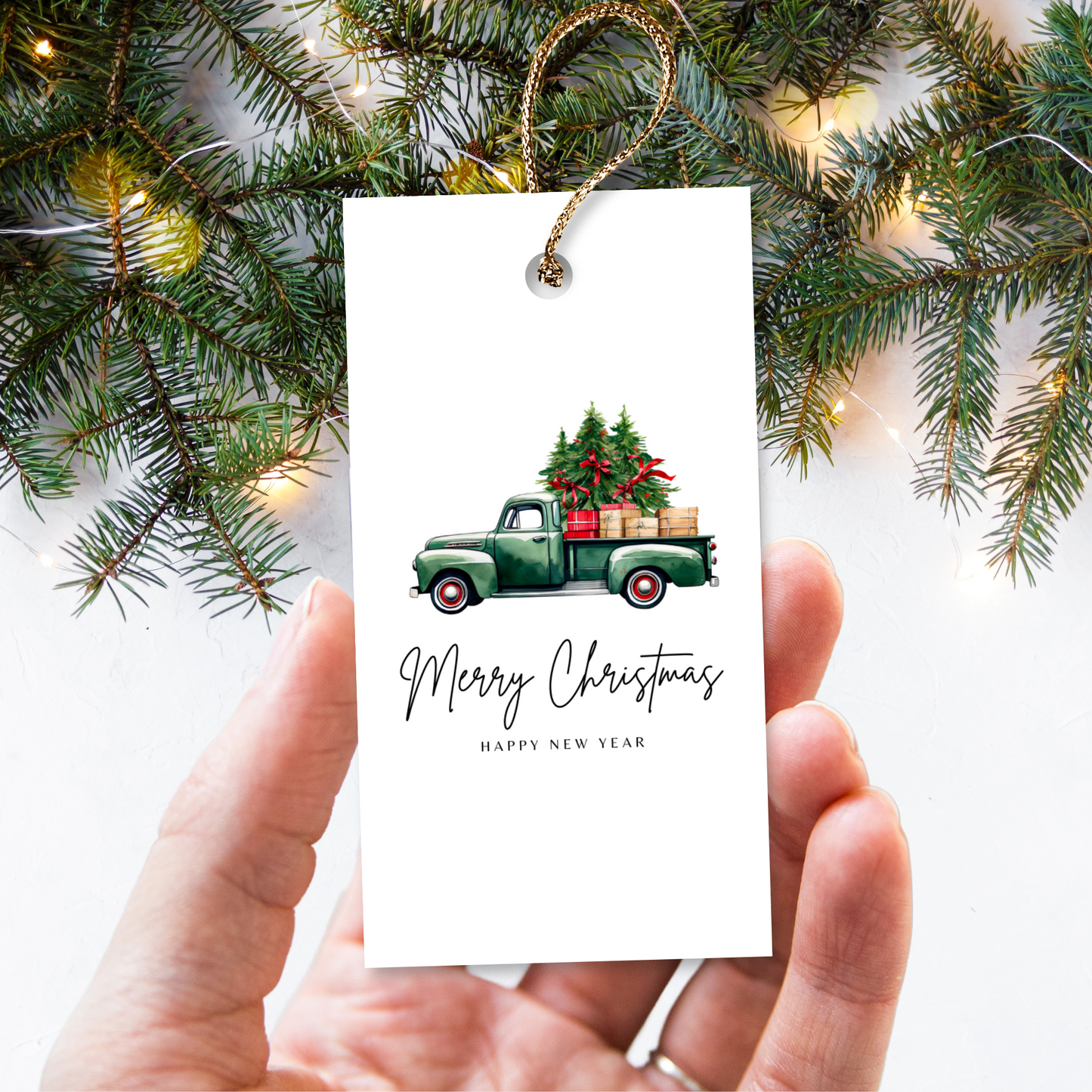 Printable Christmas Gift Tag - Vintage Truck