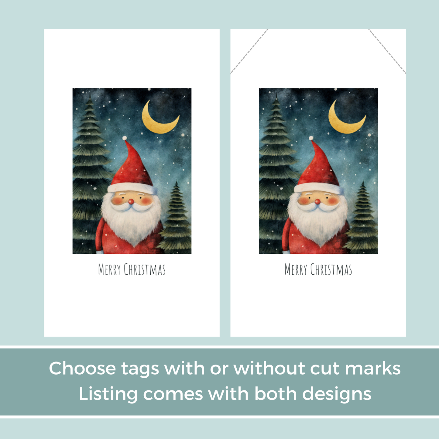 Printable Christmas Gift Tag - Starry Night Santa