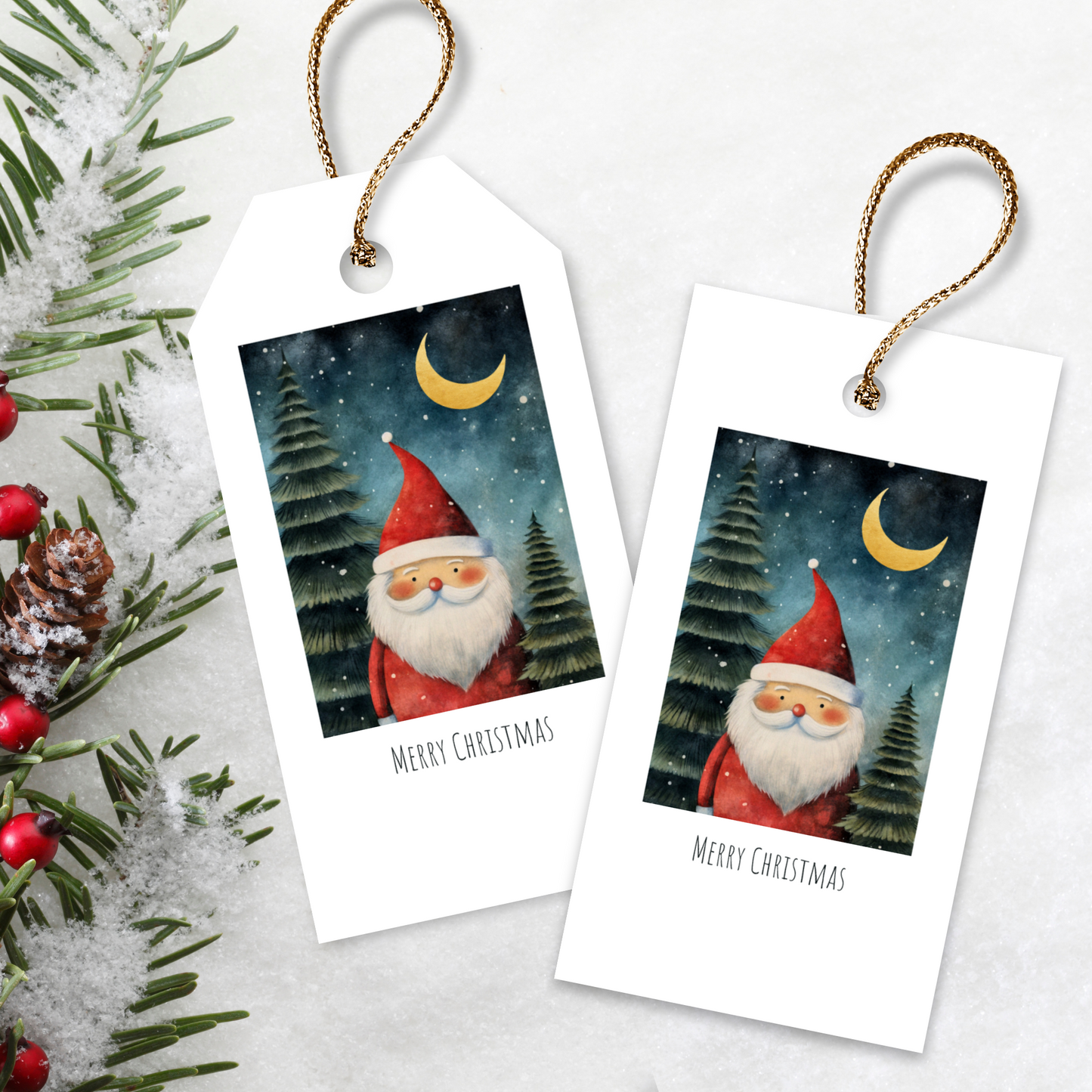 Printable Christmas Gift Tag - Starry Night Santa