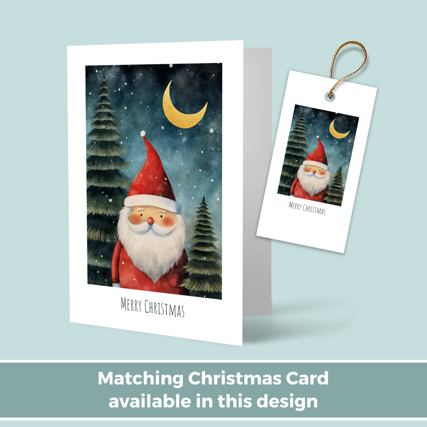 Printable Christmas Gift Tag - Starry Night Santa