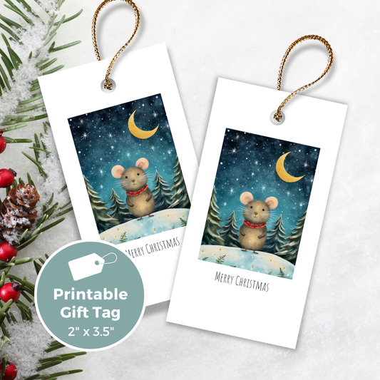 Printable Christmas Gift Tag - Cute Mouse