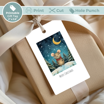 Printable Christmas Gift Tag - Cute Mouse
