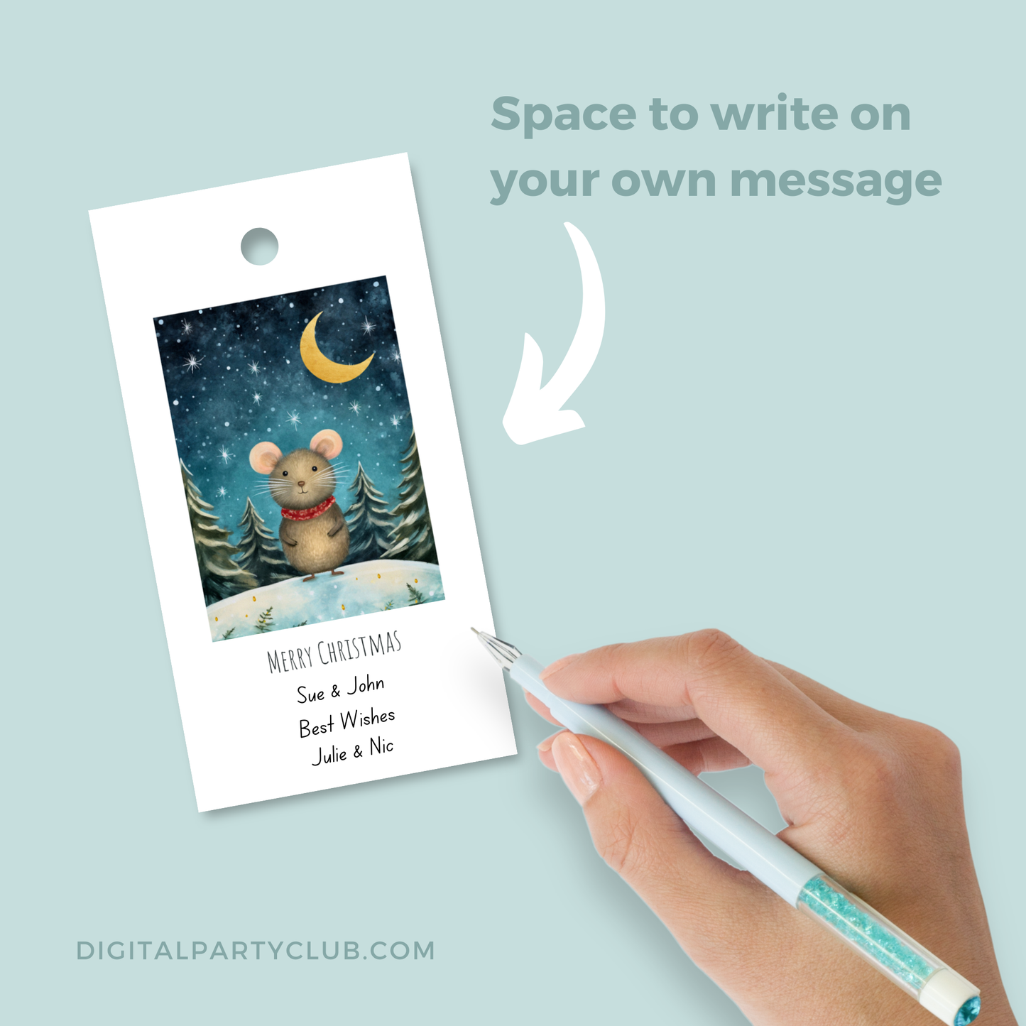 Printable Christmas Gift Tag - Cute Mouse