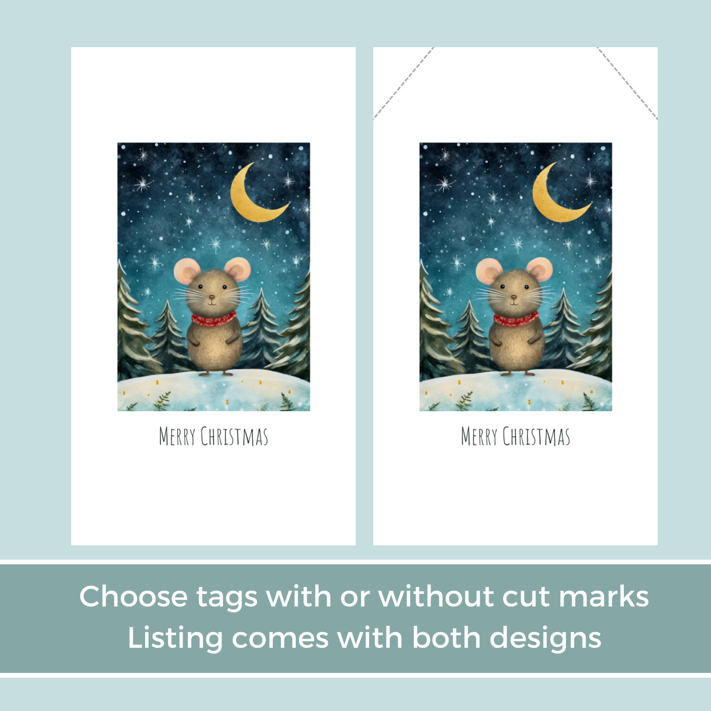 Printable Christmas Gift Tag - Cute Mouse