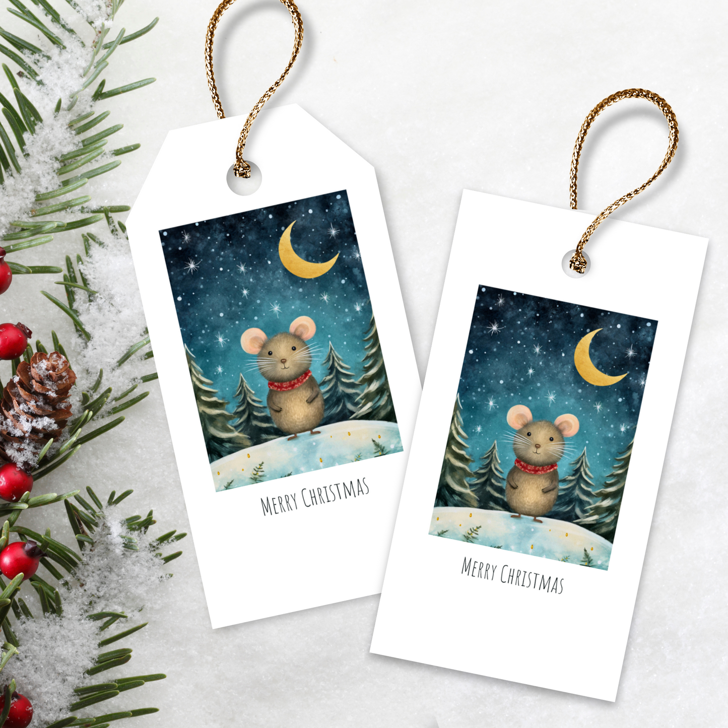 Printable Christmas Gift Tag - Cute Mouse