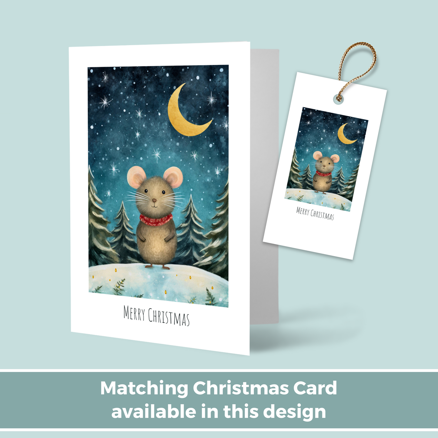 Printable Christmas Gift Tag - Cute Mouse