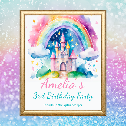 Editable Birthday Welcome Sign - Rainbow Castle