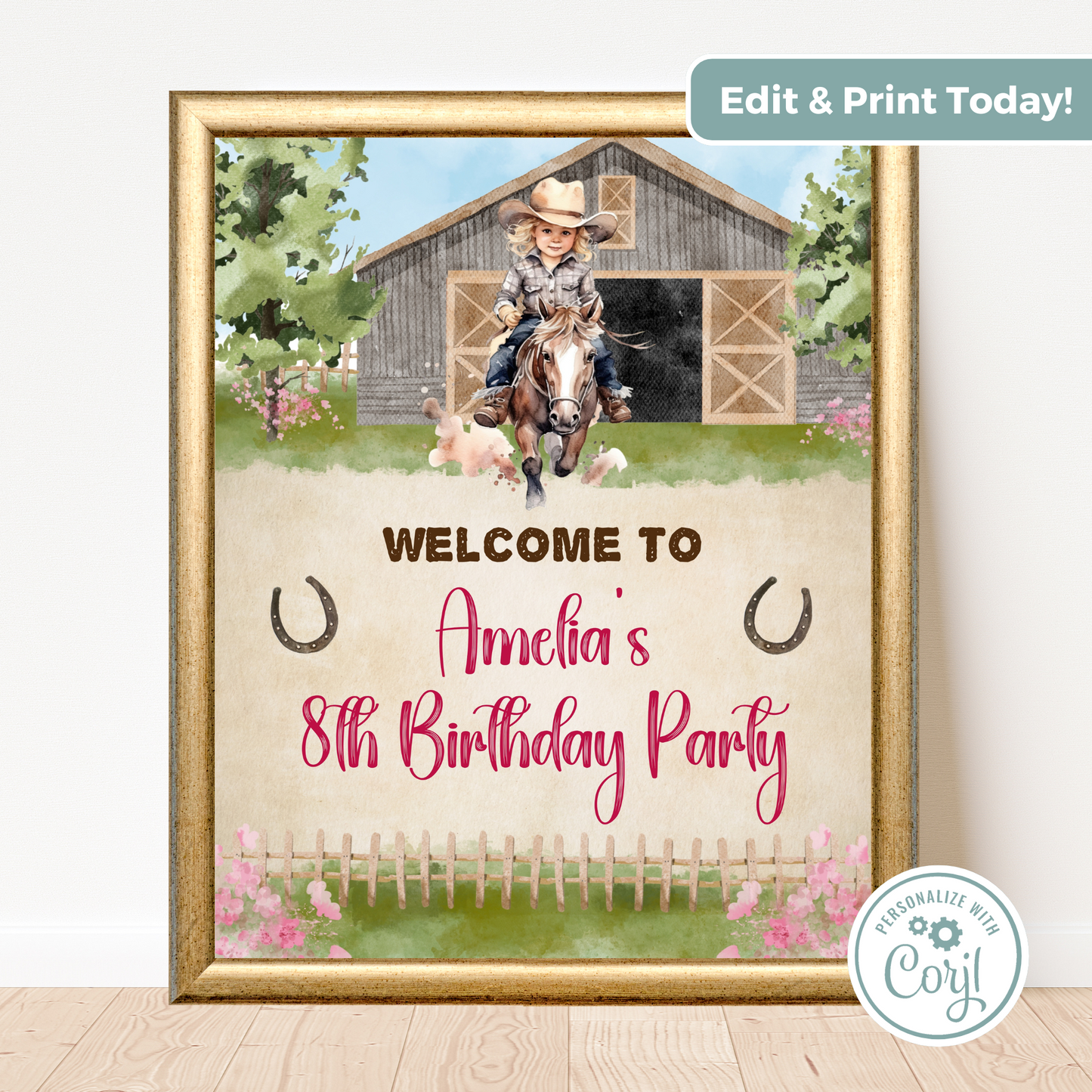 Editable Birthday Welcome Sign - Wild West