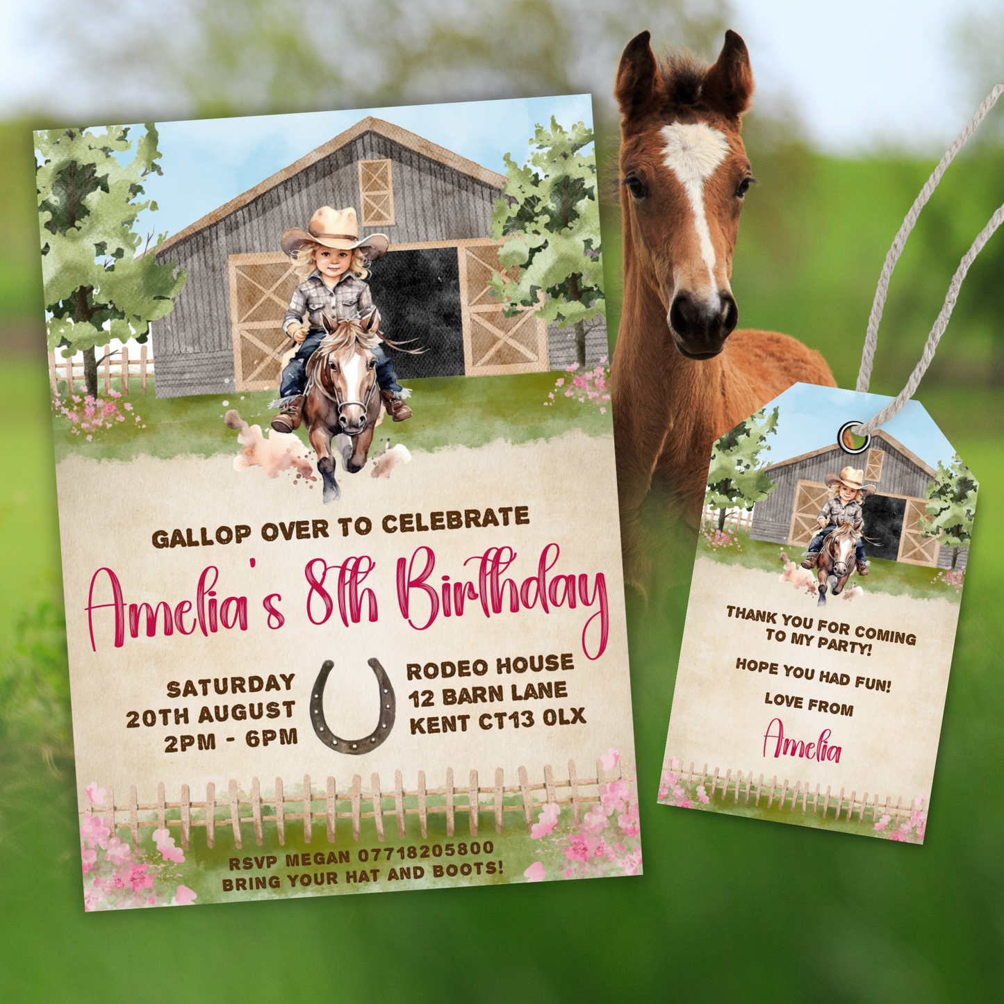 Editable Birthday Invitation and FREE Thank You Tag - Wild West