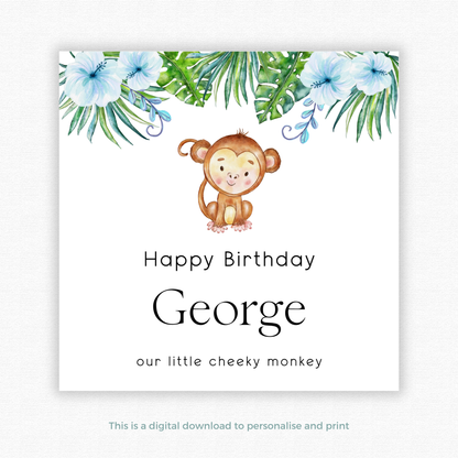 Editable Birthday Card - Cheeky Monkey