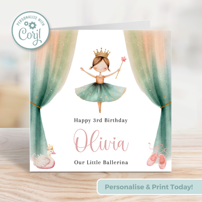 Editable Birthday Card - Little Ballerina