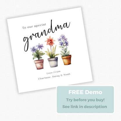 Editable Birthday Card - Grandma