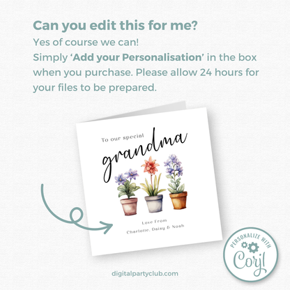 Editable Birthday Card - Grandma